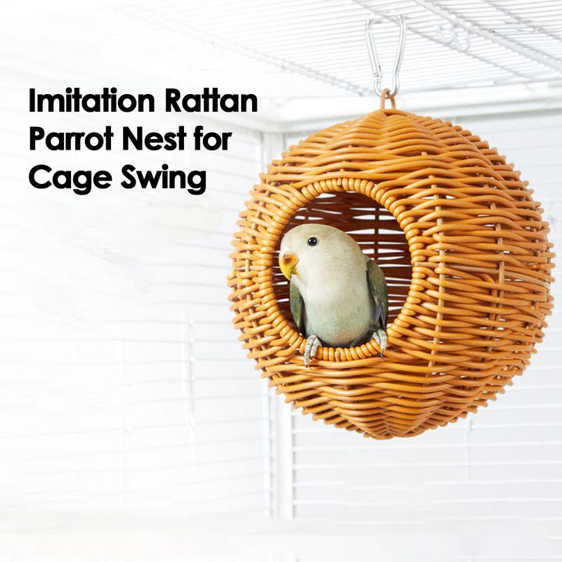 Hummingbird Nest Imitation Rattan Finch House Woven Shelter Pet Hut For Sugar Glider Ferret Canary Cockatiel Conure Small Animal
