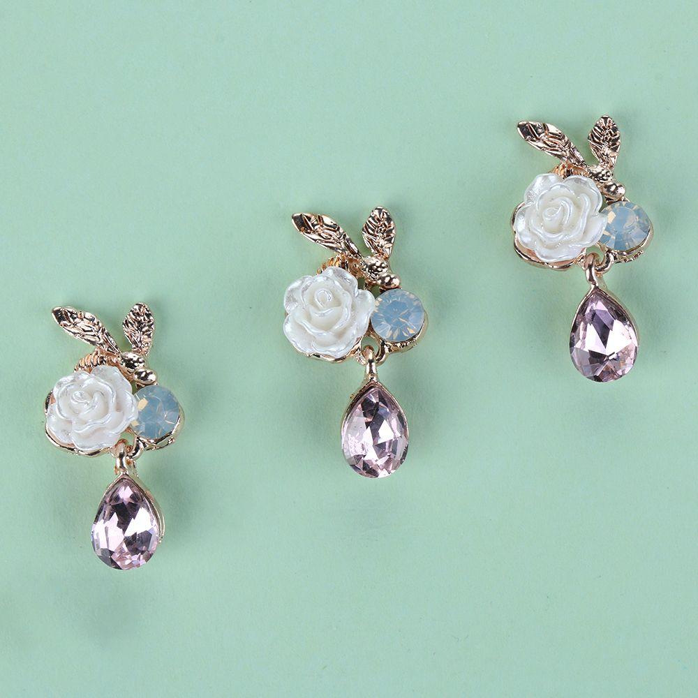 DIY Flatback Plating Apparel Sewing Pearl Buttons Flower Buckle Rhinestone Button