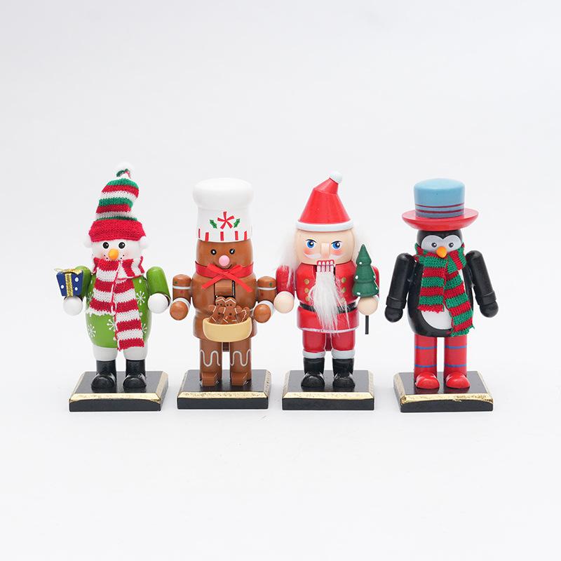 Christmas Wooden Nutcracker Soldier Figurine Vintage Xmas Window Display Home Desktop Ornament Holiday Decor Craft Xmas Gift