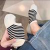 10 Pairs Women Striped Knitted Socks Comfortable Polyester and Spandex Blend Sweat Absorbing Breathable Fashionable Ankle Socks