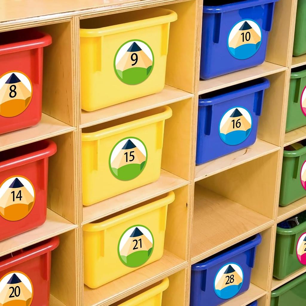 36PCS Number Markers Stickers Pencils Line up Spots for Classroom Colorful Floor Stickers Classroom Line up Spots Dots Floor Decals for Back to