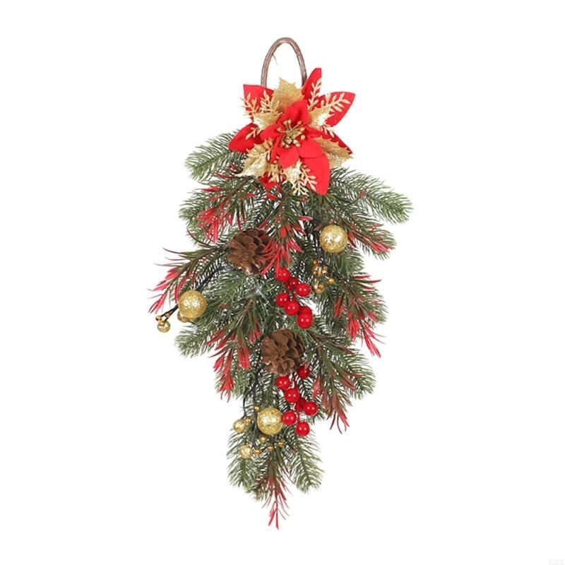 Christmas Wreath Christmas Hanging Front Door Wall Decor Xmas Decorations Wreath X3UC