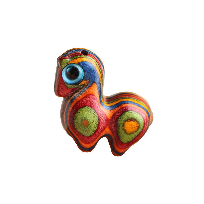 Hand-Painted Sandalwood Tang Horse Pendant Keychain Accessory