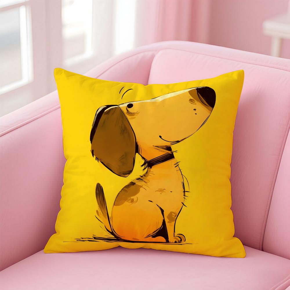 Fluffy Cute Art Adorable Puppy Cushion Cover Pillow Case Soft Skin Friendly Fabric Concealed Zipper