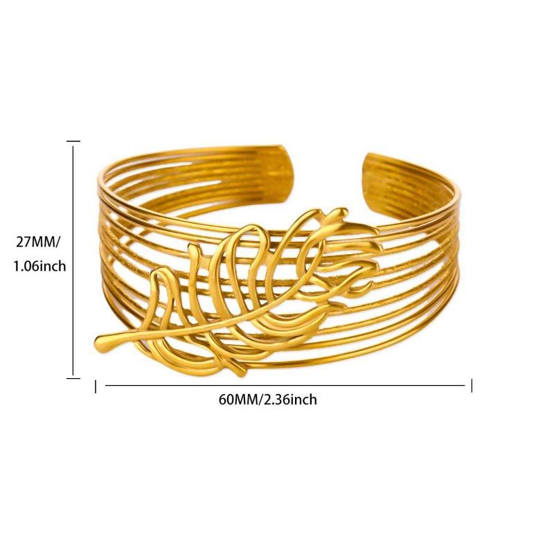 Personalized Metal Wind Texture Lines Feather Bracelet Retro Multi-layer Winding Bracelet Hot-selling Arm Bracelet