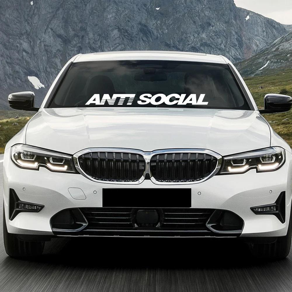 Adesivo per parabrezza anteriore auto Slogan ANTI SOCIALE Vinile PVC Autoadesivo Decorazione Auto Styling Adesivi Accessori