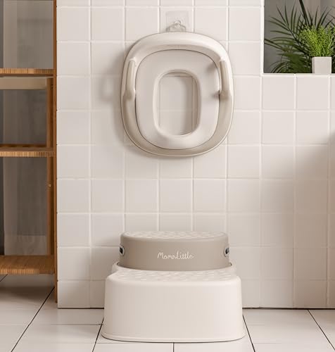 MomnLittle Toilet Seat and Step Set, 2-Step Toilet Trainer, Non-Slip Potty Step for Toddlers and Toilet Training (Toilet Seat and Step Set)