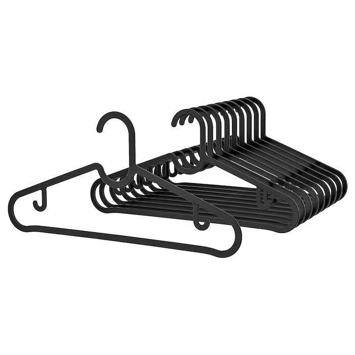 10-Pack Black & White Non-slip Hangers - Markless Clothes Hangers for Hotels, Dorms & Homes