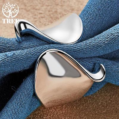 925 Sterling Silver Curved Smooth Surface Ring Jewelry