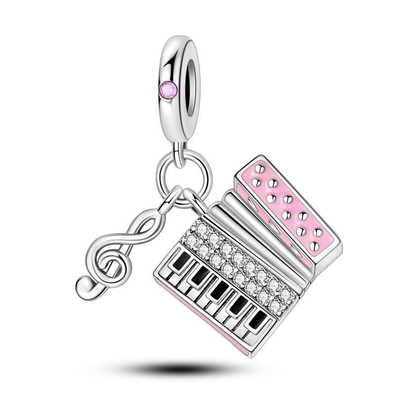 Piano Harp Violin Mike Headset Notescopper Music Series Charms Beads Fit Pan Original Bracelets Diy Fine Jewelry Gifts