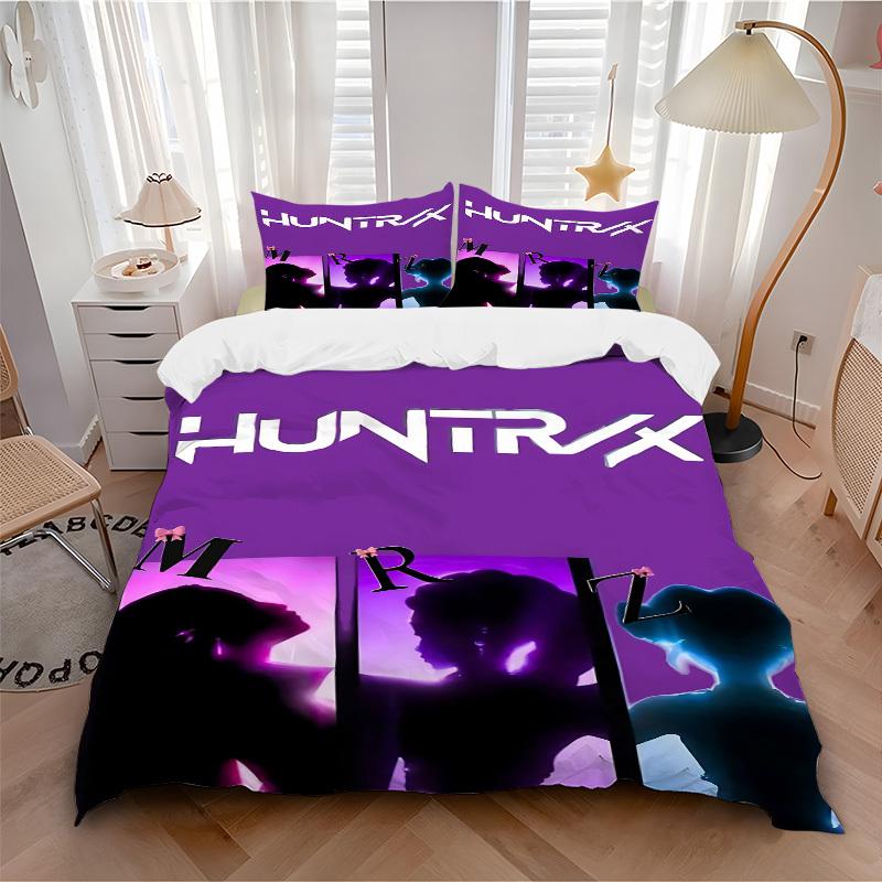 3pcs bedding set K-Pop Demon Hunters Includes 1 Comforter+2 Pillowcases, Without Pillow Inserts, Soft Comfortable, Lightweight Breathable,208 135x200cm