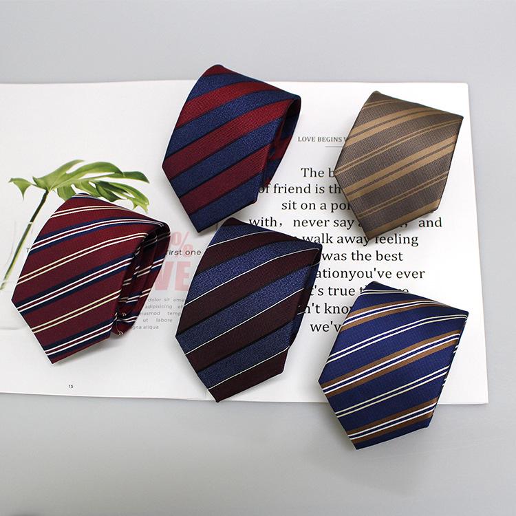 2024 Men's Jacquard Polyester Silk Tie - Floral and Stripe Design