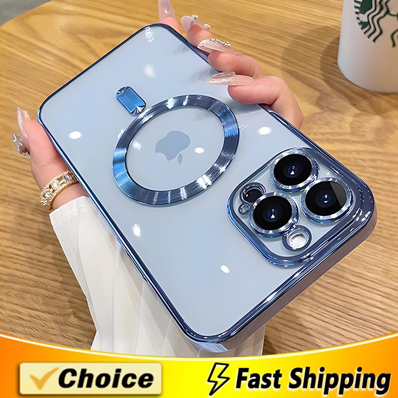 Luxury Clear For Magsafe Case For iPhone 14 13 12 11 15 Pro Max Plus Cases Magnetic Wireless Charge Transparent Shockproof Cover