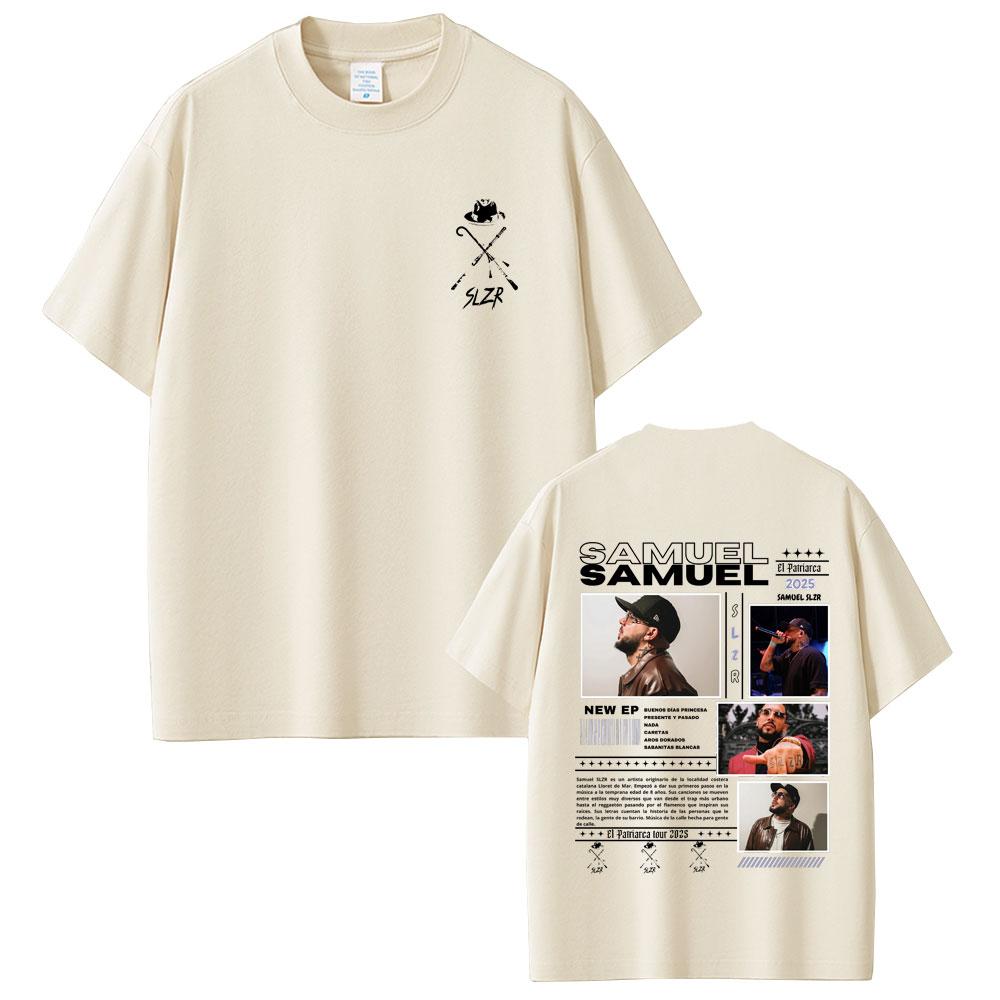 Rapper Samuel Slzr Tour 2025 T Shirts Unisex Women Fashion Hip Hop Oversized Short Sleeve T-shirts Male Casual Cotton Retro T-shirt