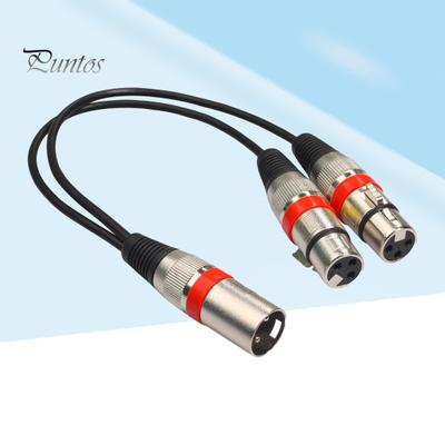 30cm audio kabel s antivibračním efektem, vyvážený přenos, zinková slitina, 2 v 1 XLR samec-XLR samice, audio prodlužovací kabel pro zvukovou konzoli