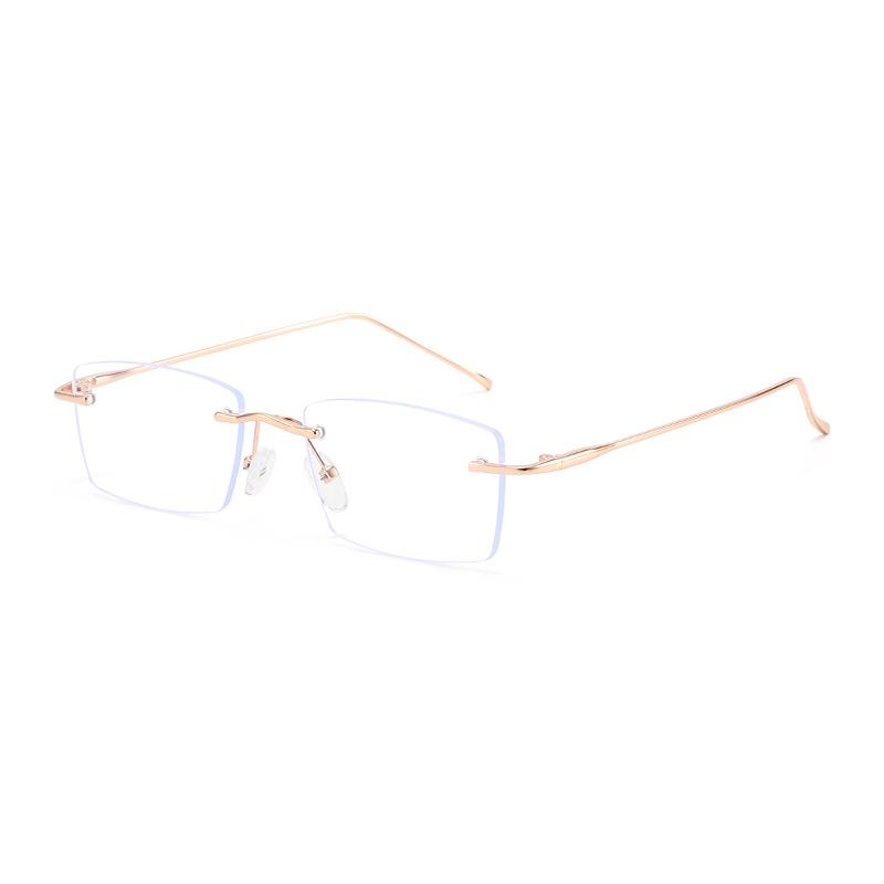 Retro Rimless Glasses Myopia Versatile Vintage Elegant Anti-Blue Light Flat Optical Unisex Ultra Light Stylish Eyeglass Frame