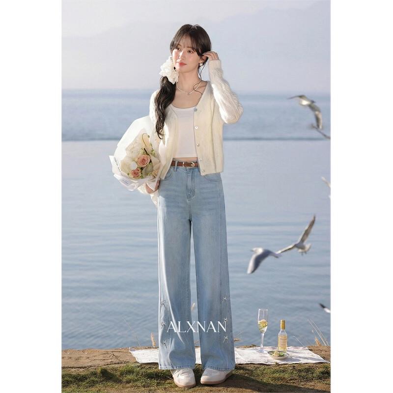 Women's High-Waist Blue Straight-Leg Jeans