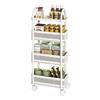 Multi-Layer Narrow Trolley Storage Rack with Wheels for Kitchen or Bathroom