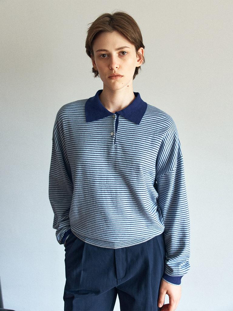HUNCH Stripe Collar Polo Knit (2Colors)