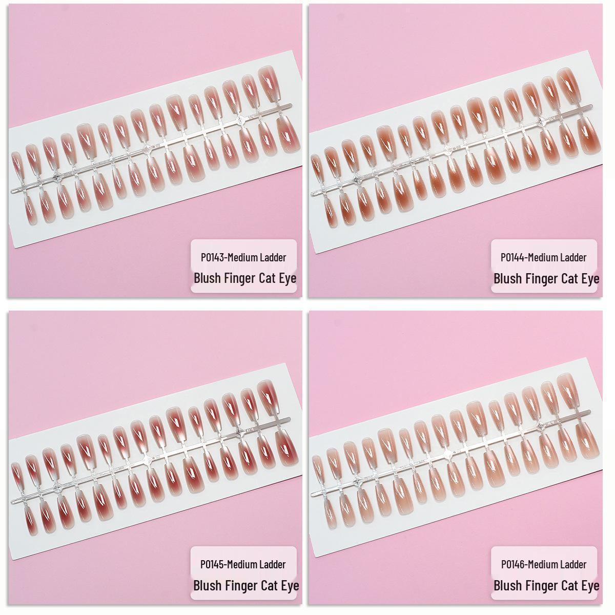 

P143-146# Trendy Medium Blush Cat Eye 30-Piece Wearable Removable Nail Set