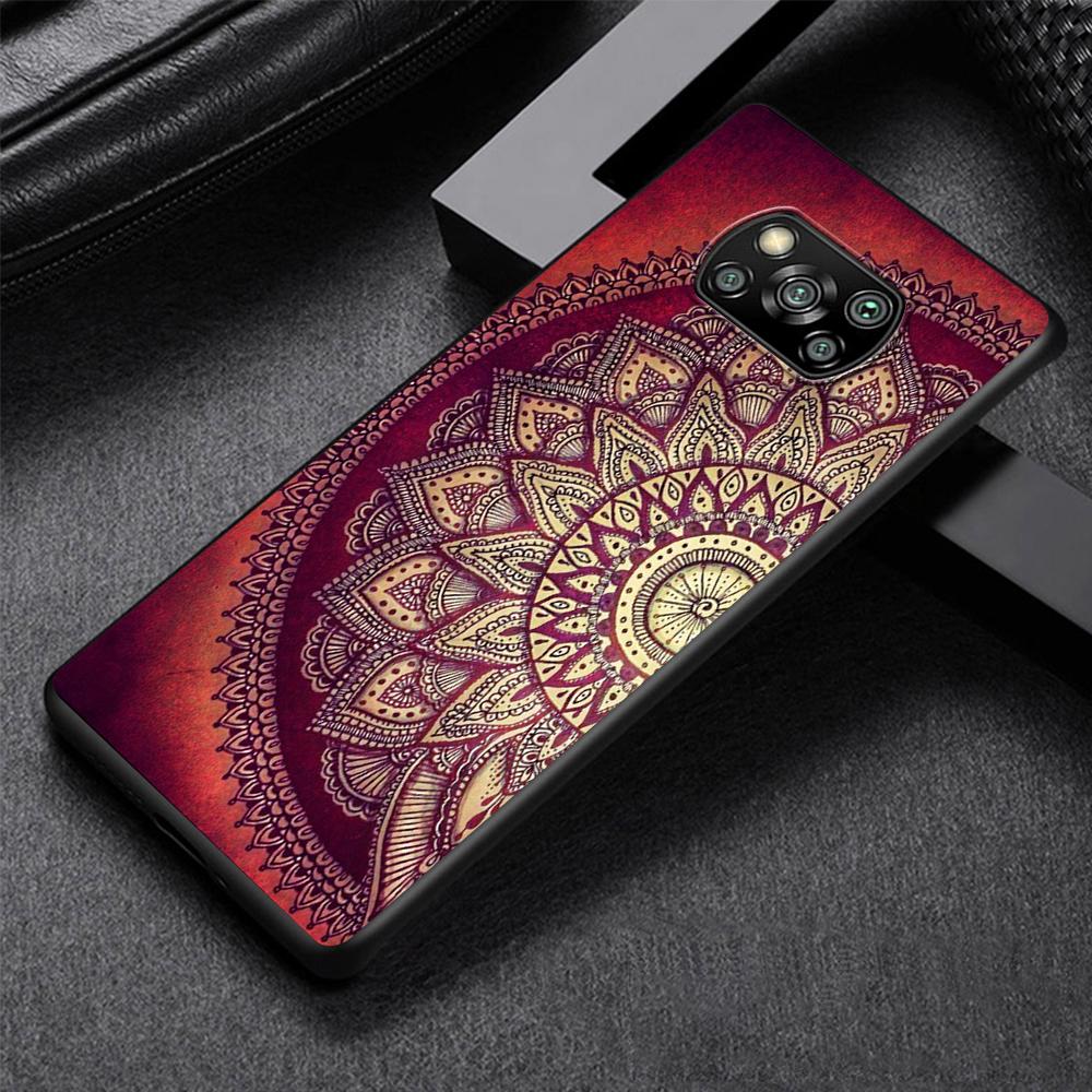 Blue Totem Flower Mandala Case for Xiaomi Poco X5 X3 NFC X4 Pro 5G F4 GT M5 M5s F3 Pocophone F1 Black Soft Phone Cover Mi 13 12T