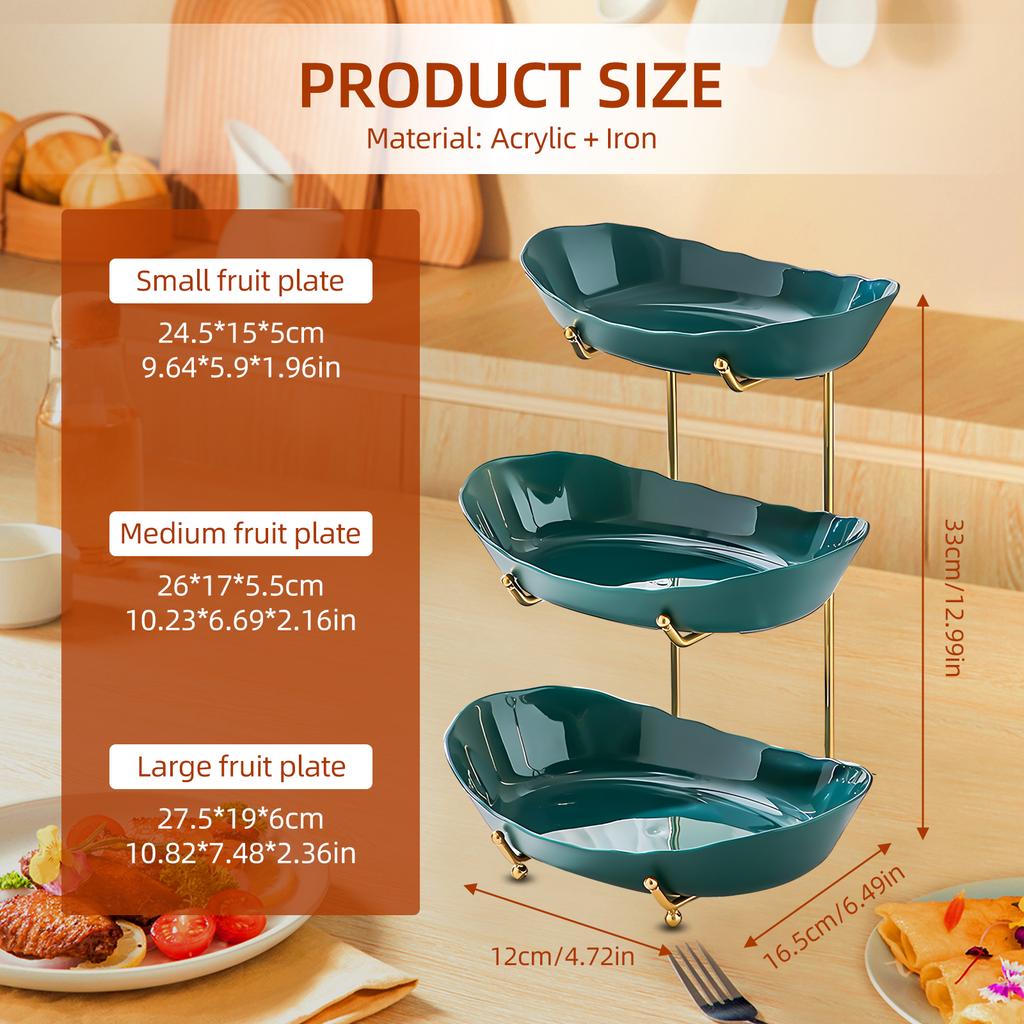 Party Fruit Bowl for Kitchen Counter 3 Tier Acrylic Fruit Basket with Serving Bowls and Metal Stand Tiered Serving Bowls Storage