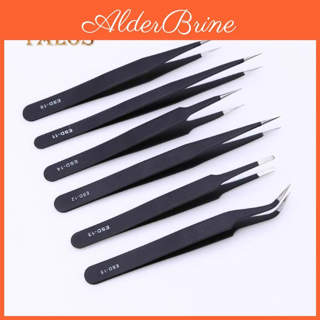 Antistatic Steel 6pcs Maintenance Carbon Repair Safe Tweezers Durable Tool Set Cars Accessory