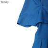 ZANZEA Elegant Women Square Collar Summer Casual Short Sleeve Dress