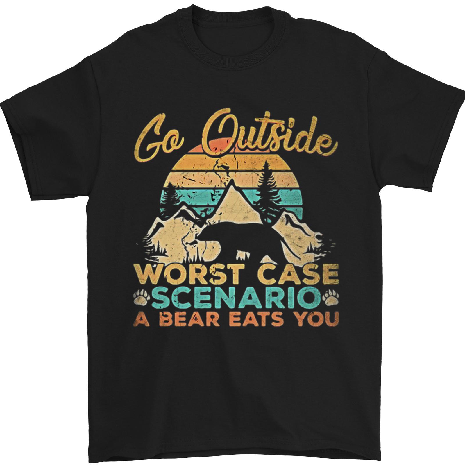 26 Go Outside Funny Camping Hiking Trekking Mens T-Shirt 100% Cotton Unisex T-Shirt L