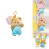 Niedlicher brauner und rosa Plüschbär-Gesichtsschlüsselanhänger für Paare und Rucksackzubehör