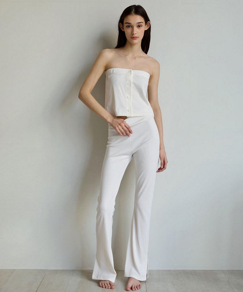 Debiweeo Layered Wrap Bootcut Pants (Set) Devi-B0084-White