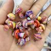 2cm Natural Crystal Jade & Pink Tiger Eye Mushroom Necklace Pendant