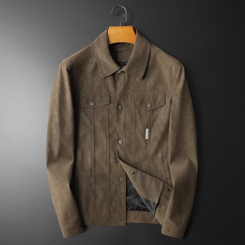 Leather jacket autumn and winter new trend handsome PU leather jacket lapel jacket men's fashion top