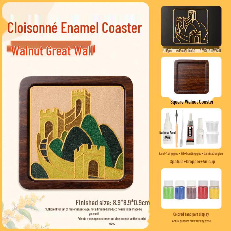 Cloisonné DIY Coaster Kit: Jingtailan No-Wire-Drawing, Chinese Style, Handmade Team Building Activity
