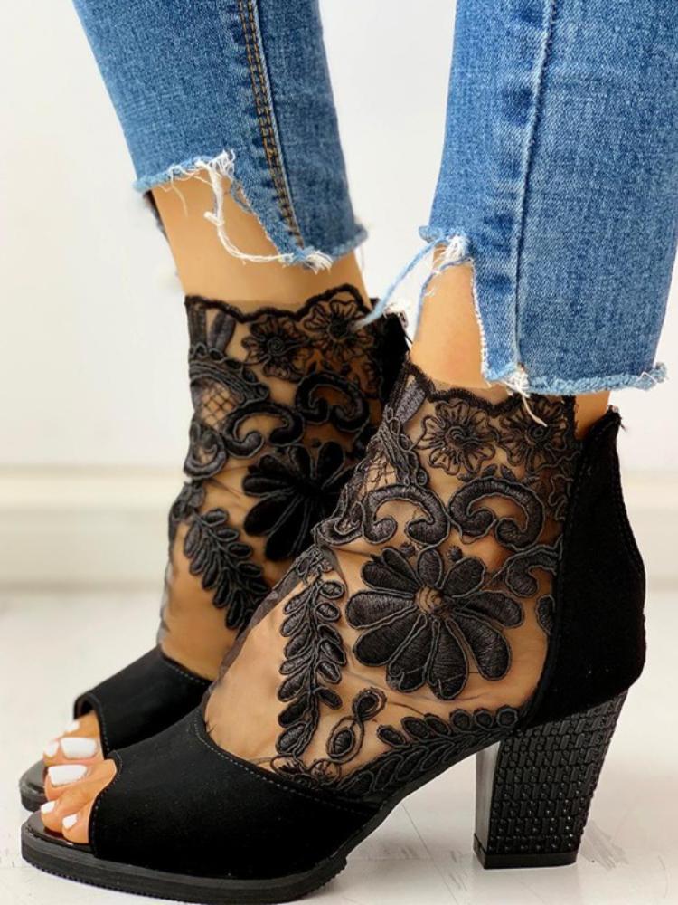 Womens Summer Sandals Casual Elegant Middle Heel High Heels Mesh Lace Up Shoes Large Size
