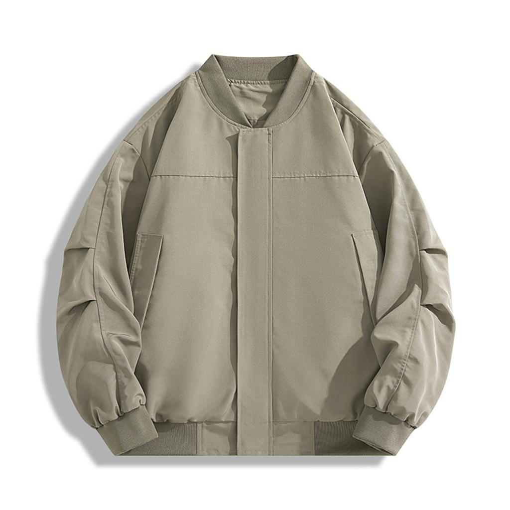 Men's Solid Color Baseball Jacket Retro Casual Sports Loose Thin Jacket