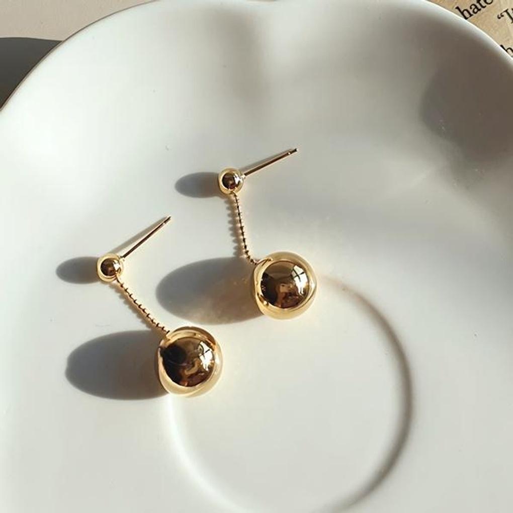 Women's Daily Metal Line Ball Long Earrings