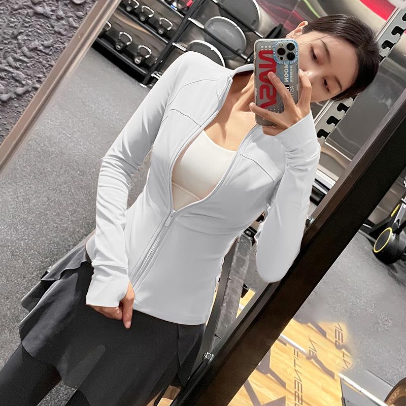 Yoga clothes women's 1011 new spring slim-fit stand-up neck sports jacket long-sleeved zipper warm fitness clothes top