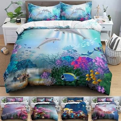 Dolphin Deep Sea Ložní souprava Motýl Houba Povlak na přikrývku 3D Queen Twin King Povlaky na přikrývku Prošívaná přikrývka Domácí textil