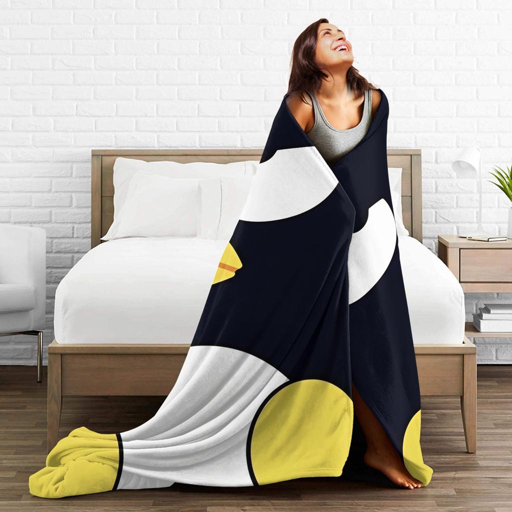 Kawaii Black Penguin Blanket Bad Badtz Maru Super Warm Pattern Plush Throw Blanket For Couch Bed Flannel Bedspread Bed Cover
