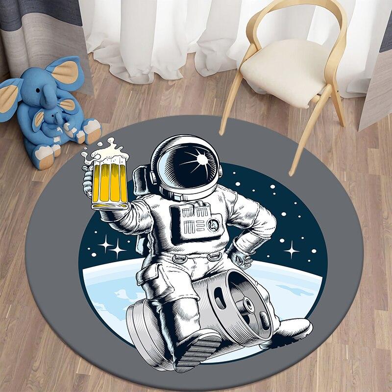 Astronaut Round Carpet for Living Room Rugs Bath Mat Area Rug Doormat Bedroom Children Carpet Alfombra Non-slip Floor Mat