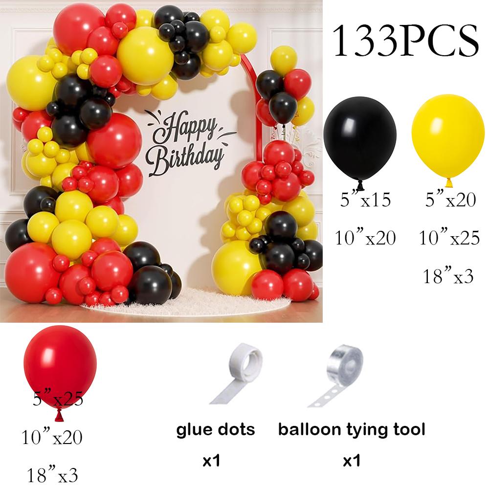 

Black Yellow Balloons Garland Arch Red Balloon Kit Mouse Birthday Party Baby Shower Gender Reveal Graduation Decoration Globos As Picture