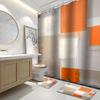 Lnond 4Pcs Bathroom Sets with Shower Curtain and Rugs, Orange Abstract Bathroom Shower Curtain Sets, Orange Modern Art Bathroom Sets with Rugs and