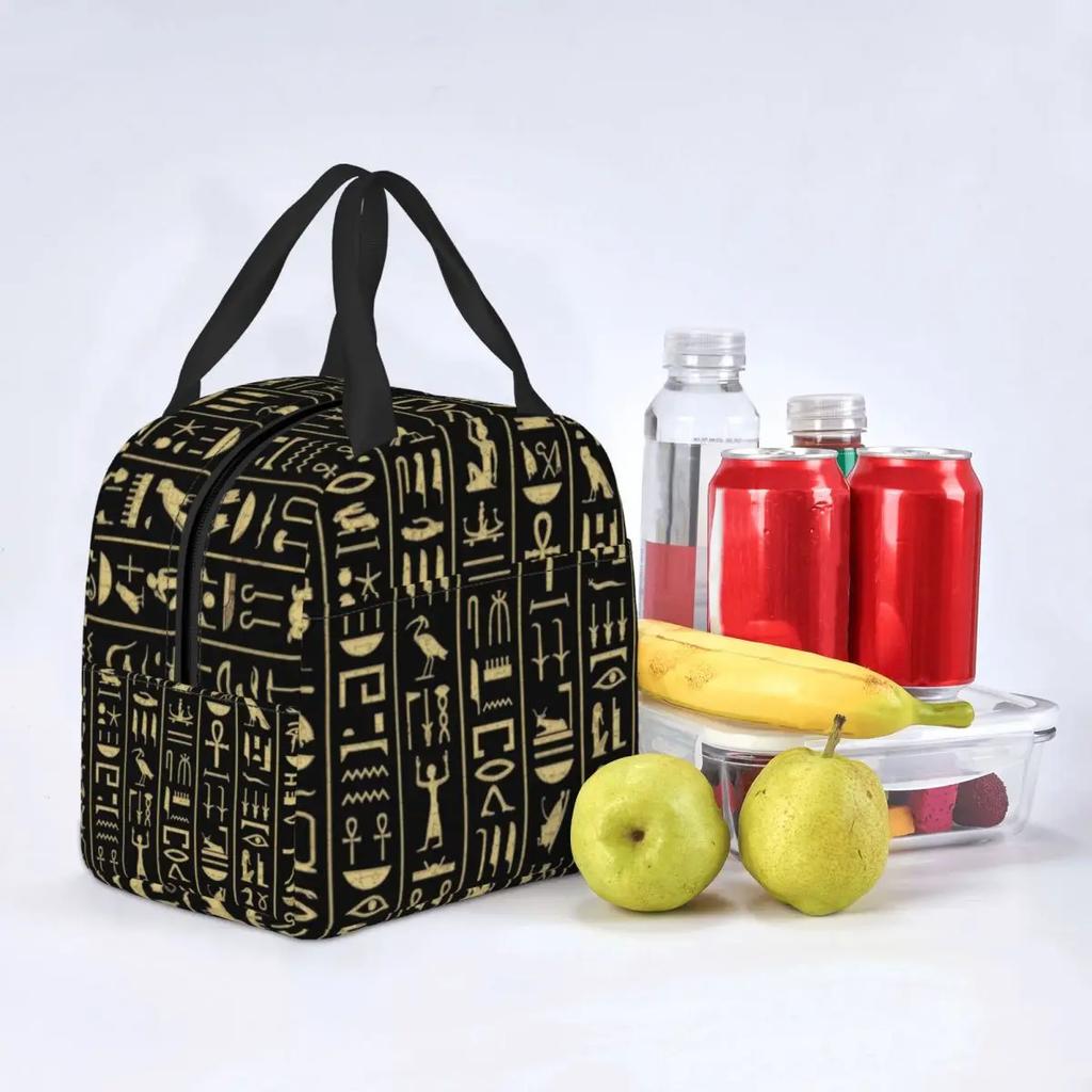 Custom Gold Hieroglyphics Lunch Bag Men Women Warm Cooler Insulated Lunch Box for Children School
