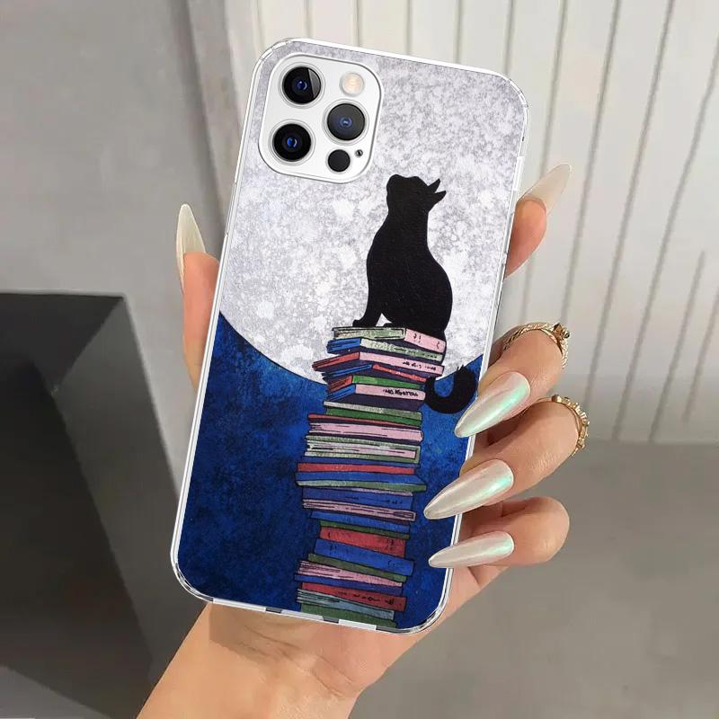 Black Cat Cartoon Cute Phone Case for Iphone 17 Air 16 15 Plus 14 13 Mini 12 11 Pro Max 16E 7 8 SE 2020 Soft Funda Print Shell 1