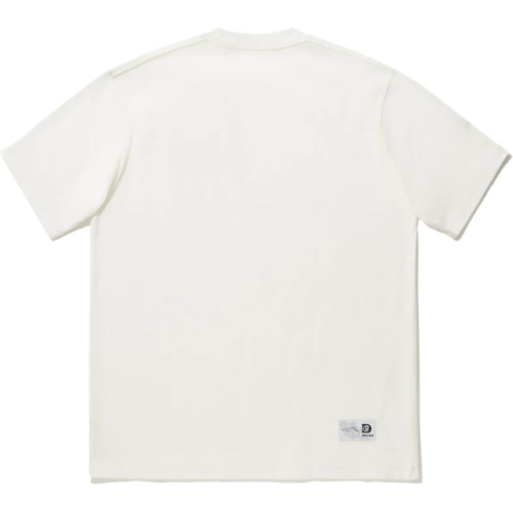 Li Ning Loose Fit Round Neck Embroidered Short Sleeve T-Shirt Unisex Tops Off-White AHSU209-1