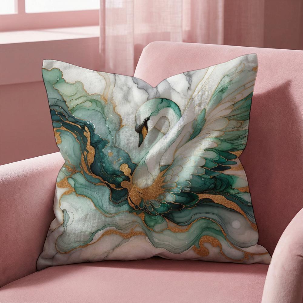Elegant Swan Floral Cushion Cover Multi-Scene Pillow Cover for Home & Car - Reversible, Soft & Durable for Daily Use