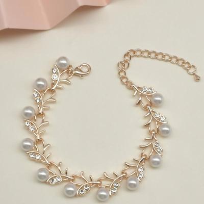 Elegante Nep Parel Strass Ketting Oorbellen Armband Bruids Sieraden Cadeau Sieraden Sets Dames Bruiloft Diner Jurk Accessoires
