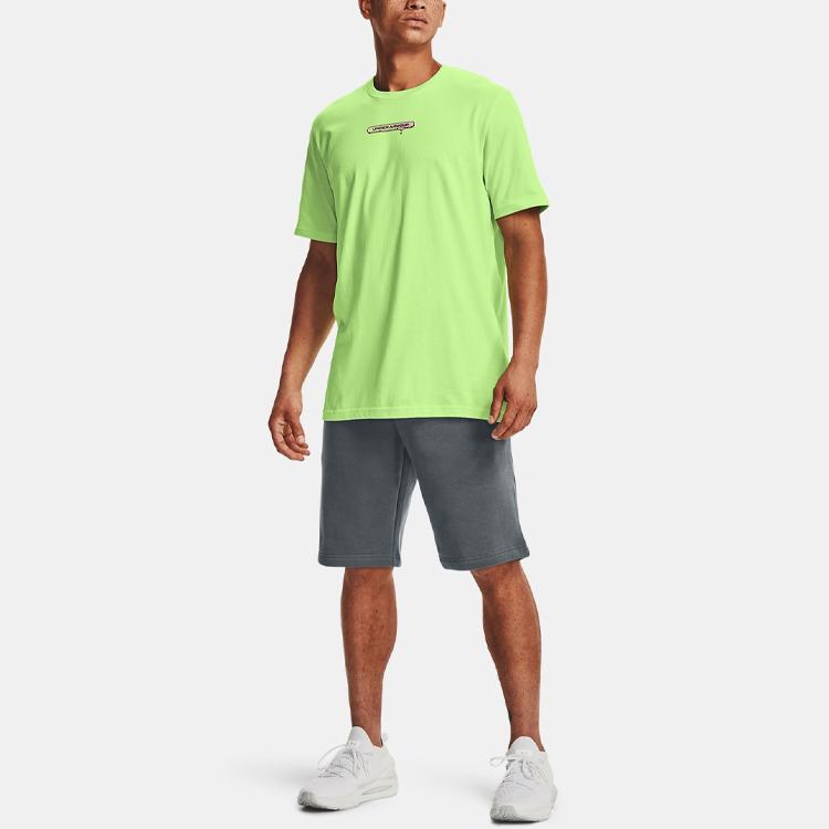 Under Armour Fleece Drawstring Mid-Rise Sports Shorts Men Shorts Peach Gray 1363932-012