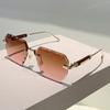 Oversized Rimless Sunglasses Men Fashion Gradient Multi-color Shades Women Trendy Luxury Brand Design Decor Sun Glasses